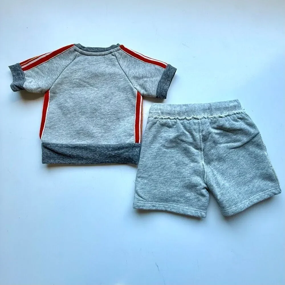 NWT Miki Miette two-piece grey summer loungewear outfit for baby. Size 6 months